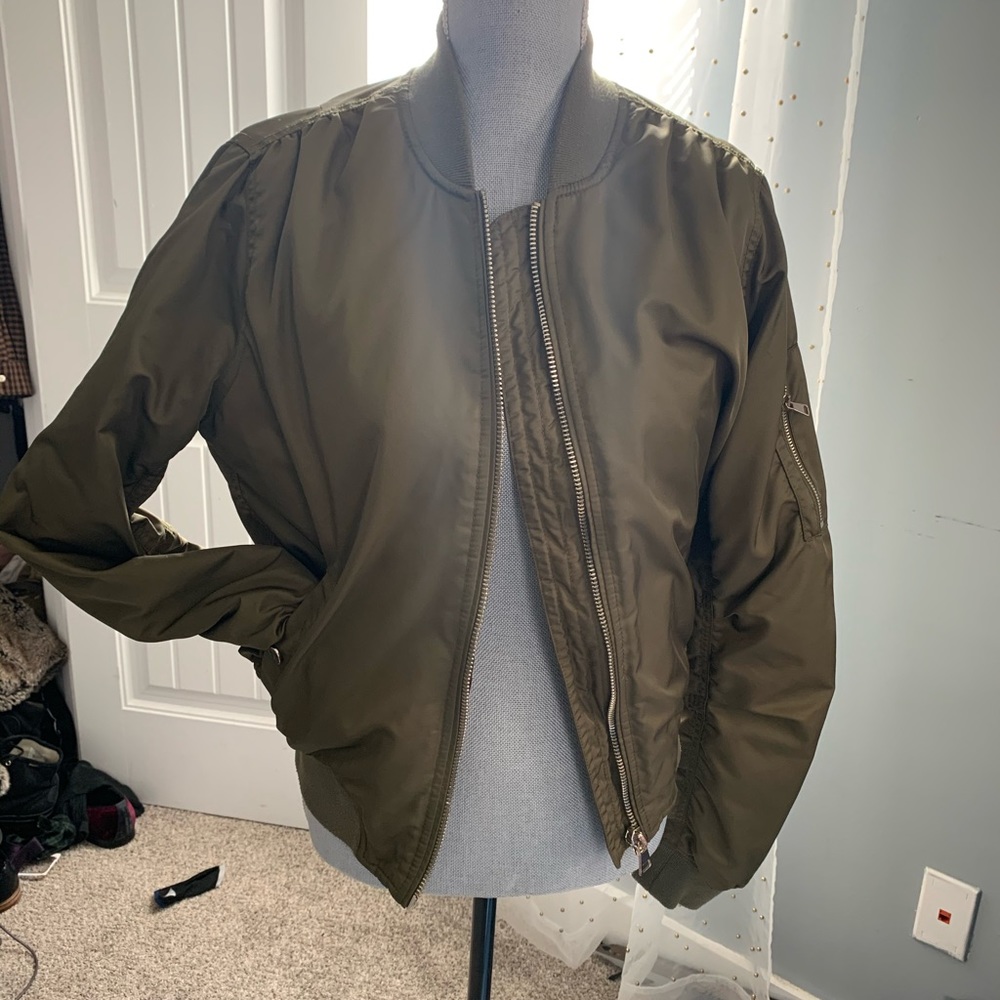 Army green bomber jacket